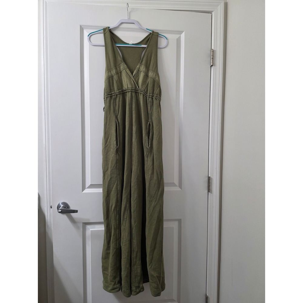 Daily Practice by Anthropologie Olive Green Wide Leg Racerback Jumpsuit Medium